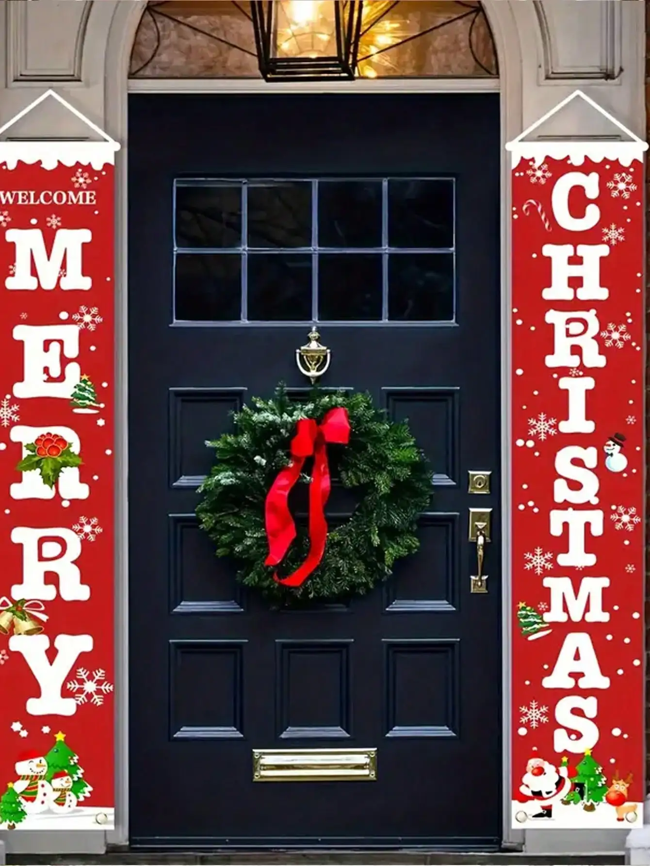 2-حزمة من لافتات شرفة عيد الميلاد لرجل الثلج | نرحب باللافتات المعلقة | ديكور داخلي وخارجي #5