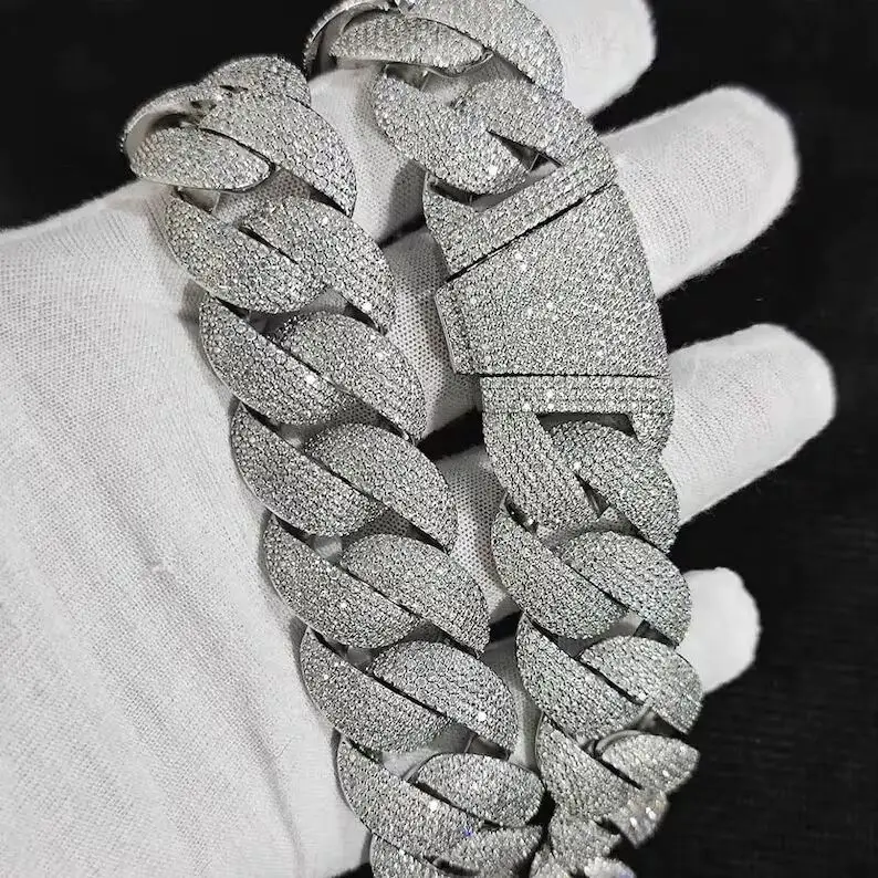 Sale 22mm Bust Down Iced Out Miami Cuban Link Chain Moissanite Vvs Diamond Miami Cuban Chain