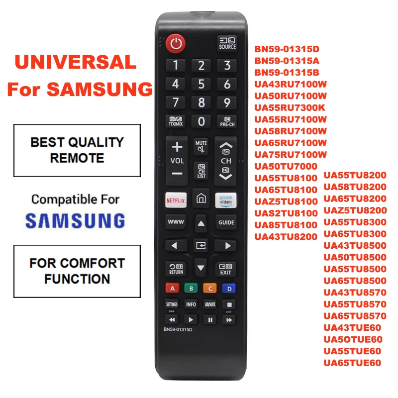 Nowy uniwersalny pilot do WSZYSTKICH telewizorów Samsung LCD LED HDTV 3D Smart TV z kluczem NETFLIX Prime Video