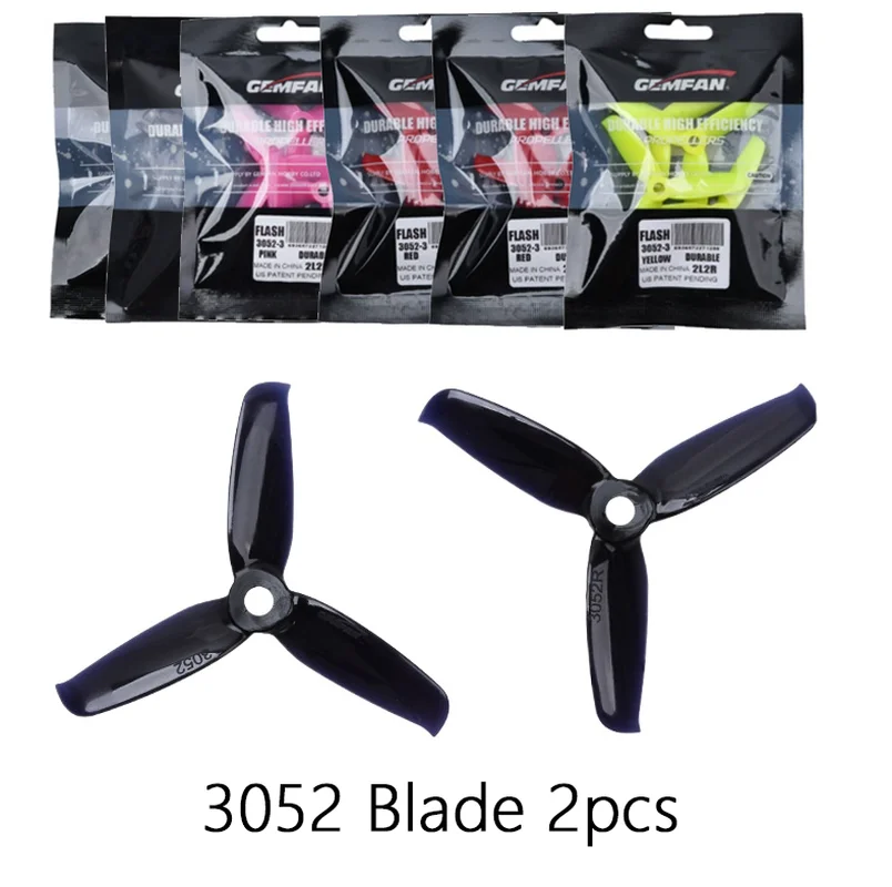2pair 6 colors Gemfan 3052 3.0x5.2 FPV PC 3 propeller Prop Blade CW CCW shaft through the machine more special motor 1306-1806