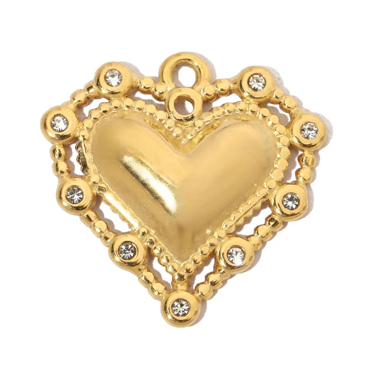 3Pcs/Lot Stainless Steel Heart Charms With Zircon Pendants For DIY Making  Bracelet Necklace Jewelry