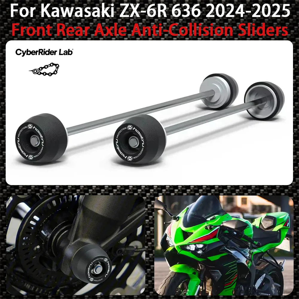 

ZX-6R Motorcycle Wheel protection device For Kawasaki Ninja ZX6R 636 2024 2025 Front Rear Axle Collision Protection Slider