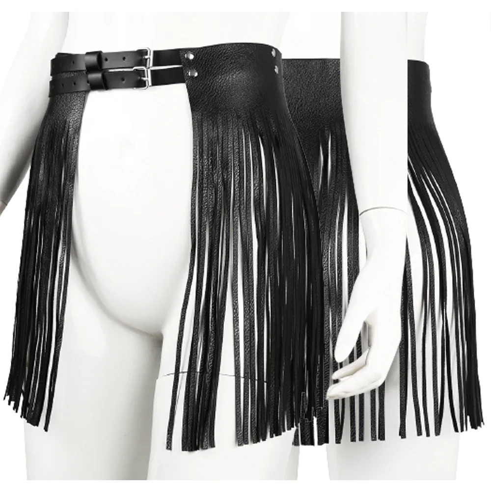 

Women Adjustable Faux Leather Waistband Skirts Sexy Fringe Tassel Skirt Double Waist Belt Halloween Nightclub Party Wear Skirts