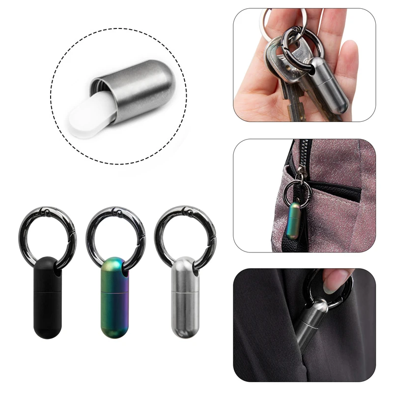 Portable Sealed Medicine Bottle Waterproof Canister Medicine Bottle Outdoor Mini Titanium Alloy First Aid Pill Case Keychain