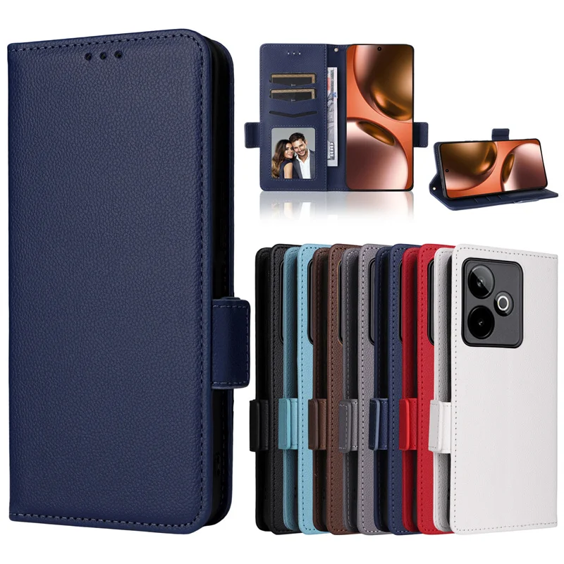 ل ممن لهم Realme GT 7T 5G الجانب مشبك ليتشي نمط أغطية جلد محفظة محفظة ل ممن لهم Realme GT7T 5G غطاء الهاتف المغناطيسي