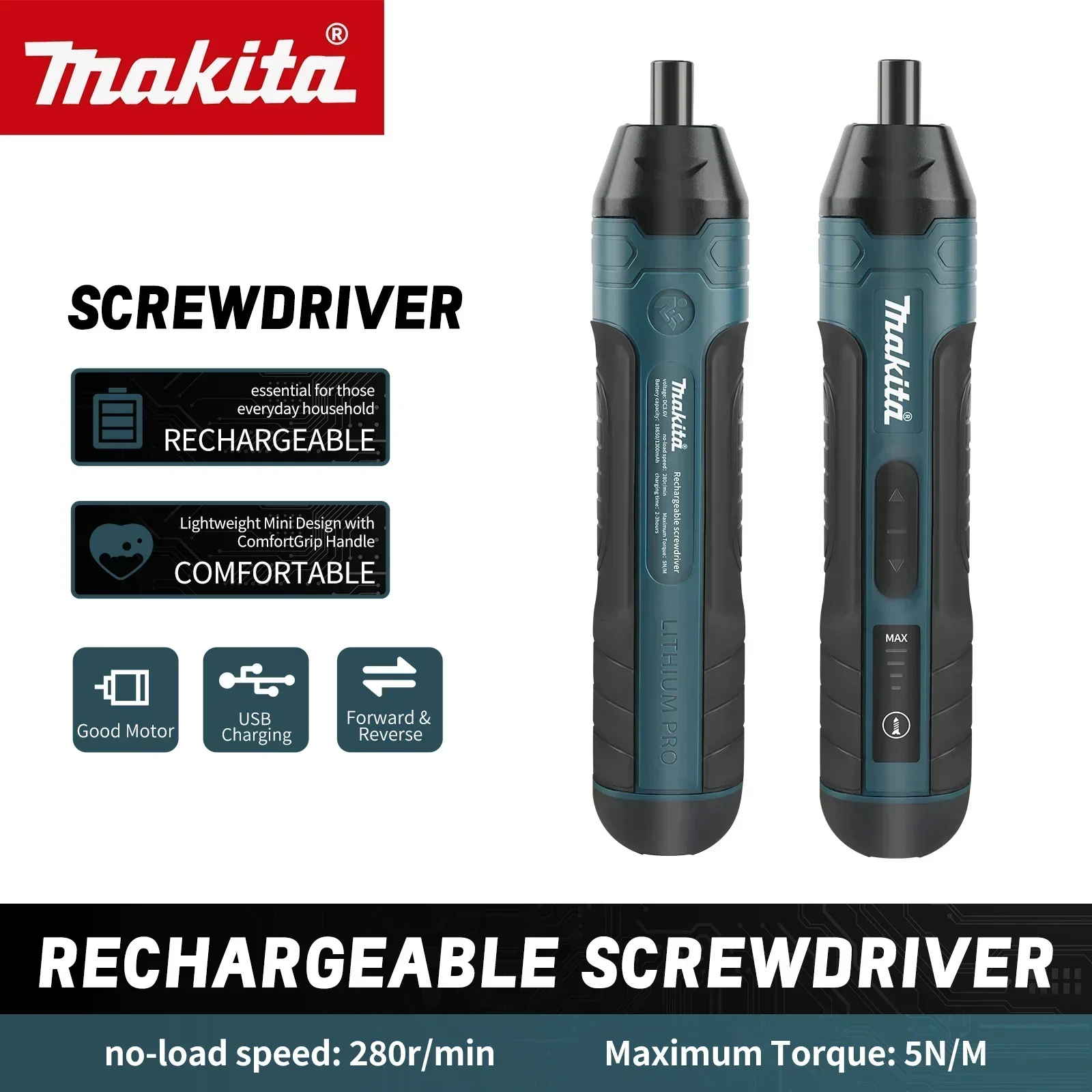 HT422 1300mah Cordless Electrical Screwdriver USB Rechargeable Set Home Repair| 3.6V 5N.m Torque | 1/4