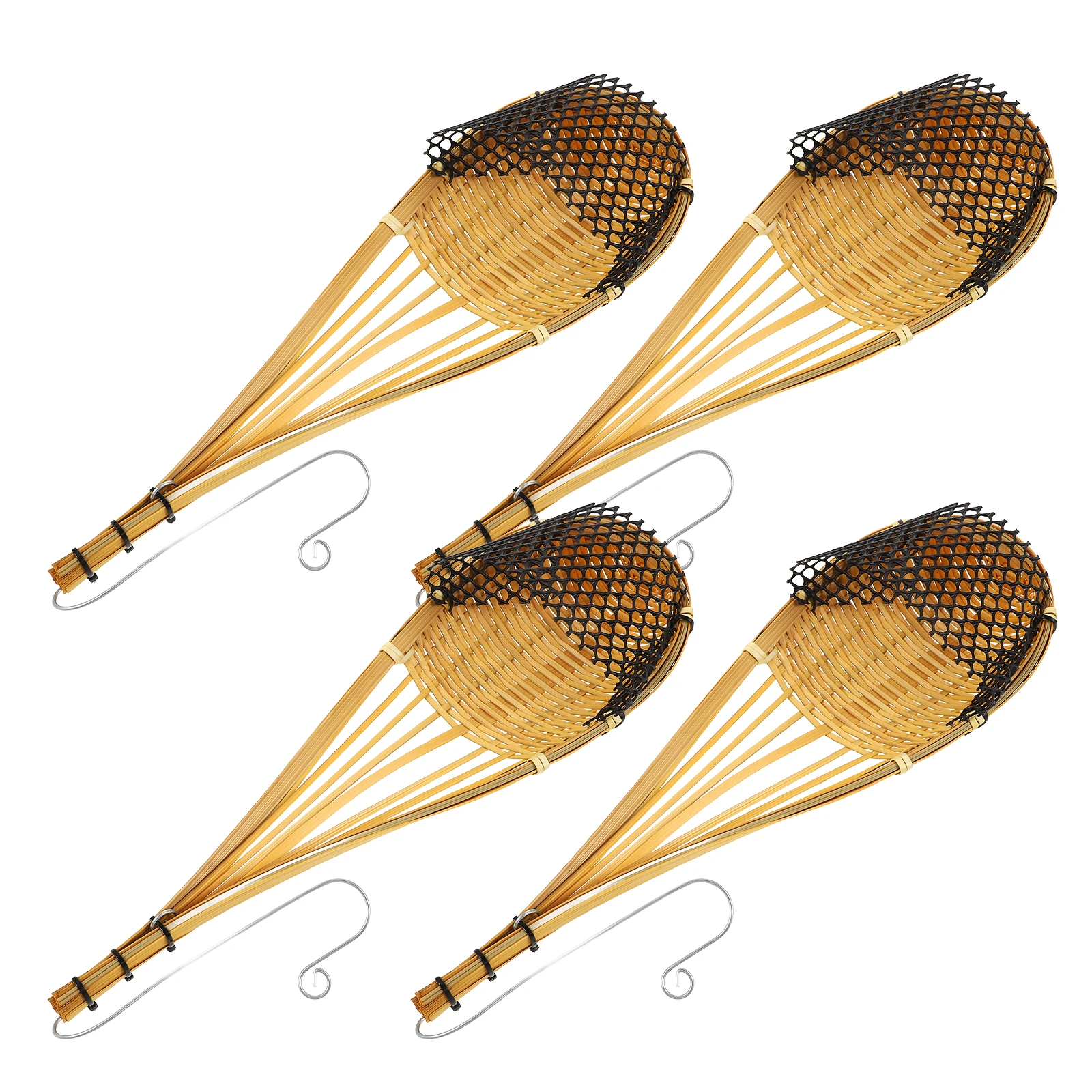 

4pcs Hanging Woven Baskets Yellow Flower Basket Kitchen Storage Fruit Vegetable Basket Wall Decor Home Office Hotel Restaurant