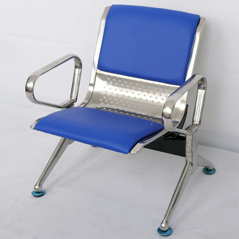 Single Bank Stainless Steel Airport Chair 1 Person Hospital Waiting Chair Public Siamese Stainless Steel