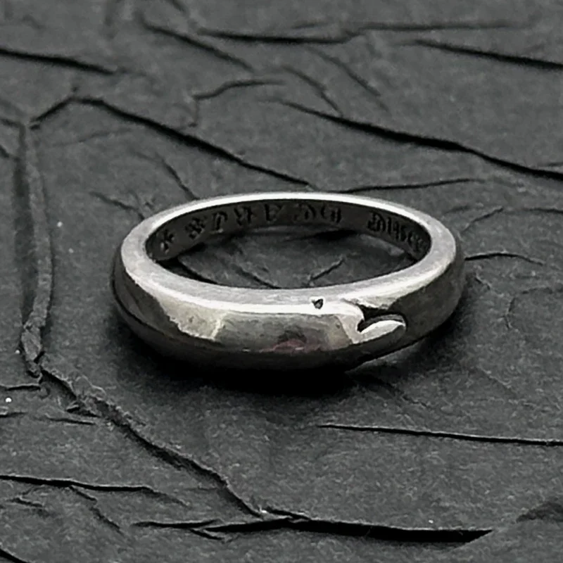 S925 sterling silver retro old small flame ring European and American men and women niche personality hip hop advanced sense
