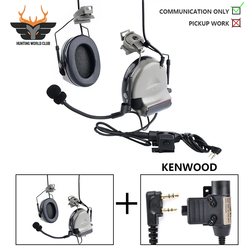 

Tactical WADSN Comta II Outdoor Hunt Communication Headset Airsoft Shooting Earphone With Kenwood U94 PTT Helmet Rail Adaptor