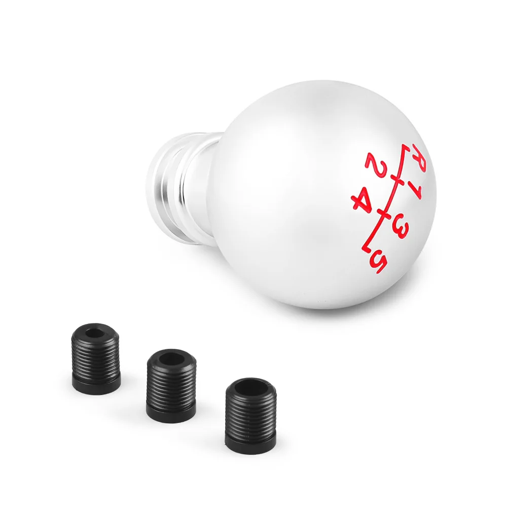 

Aluminum Silver Ball Shift Knob Universal 5/6/10 Speed Gear Head with 8mm 10mm 12mm Adapters