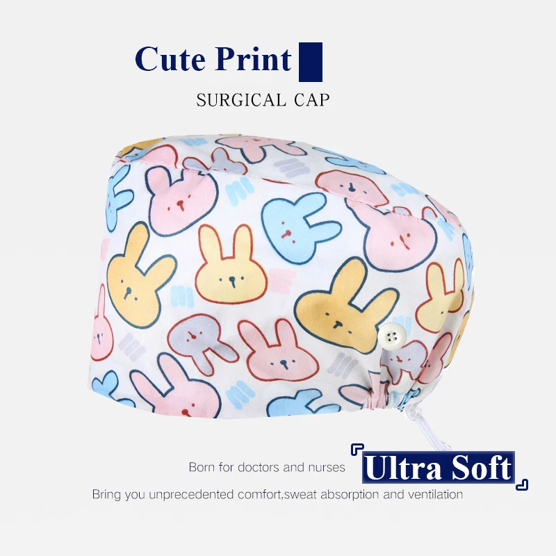 NEW Patterns Scrub Caps Nursing Surgical Medical Hat Women Men 100% Cotton Spa Plastic Beautician Chef Skull Cap