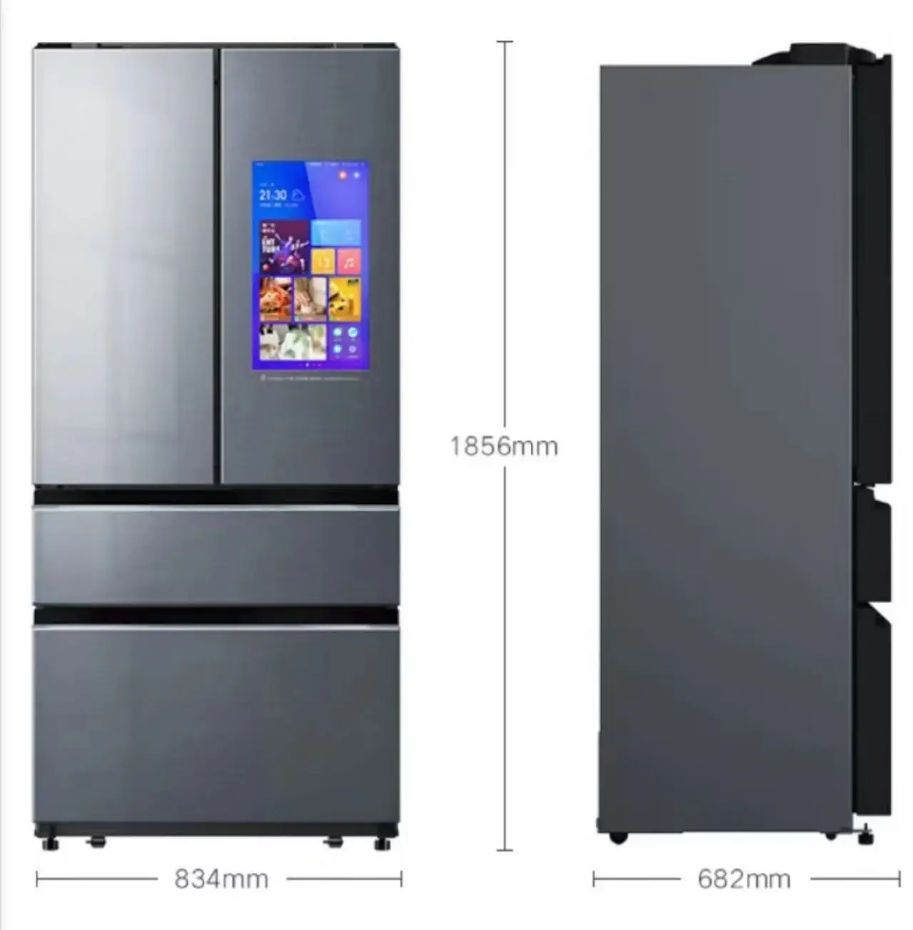 

220 В 21Face 520L Французские дверные умные холодильники по бокам, 4-дверный холодильник, холодильник Class1, домашняя автодверь с экраном, музыка