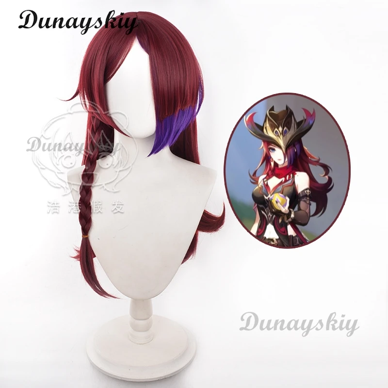 Genshin Impact Chasca Cosplay Perruque pour Femme, Cheveux Longs, Tresses Rouges, Natlan, ixd'Halloween, Accessoires de Jeu pour Bol
