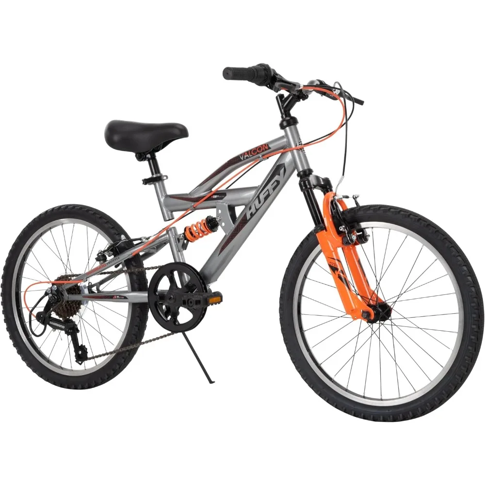 

20" Boy's Mountain Bike，Rugged and Durable Design, Full Suspension, 6 Speed, Adjustable，Twist Grip Shifting, Sturdy Freight free