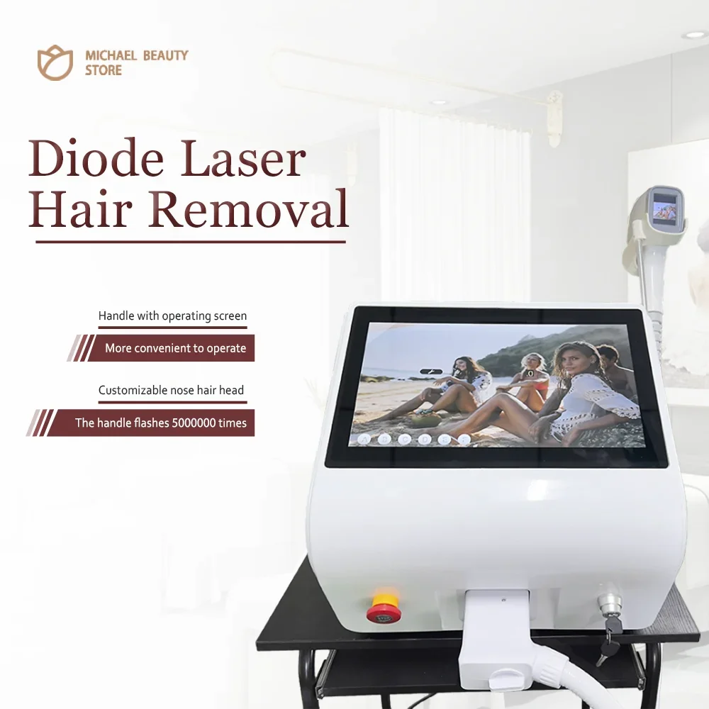 Professional Diode Hair Removal Machine, Permanent Hair Removal Equipment, Painless Body Hair Removal Device, 2024, 808nm, 808,