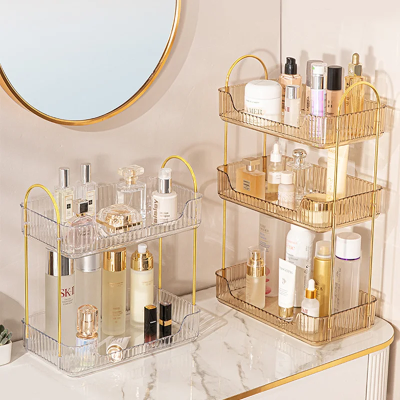 

custom. [1102 People Collected] Light Luxury Cosmetic Storage Box Dressing Table Desktop Skincare Multi-layer Bathroom Washstand