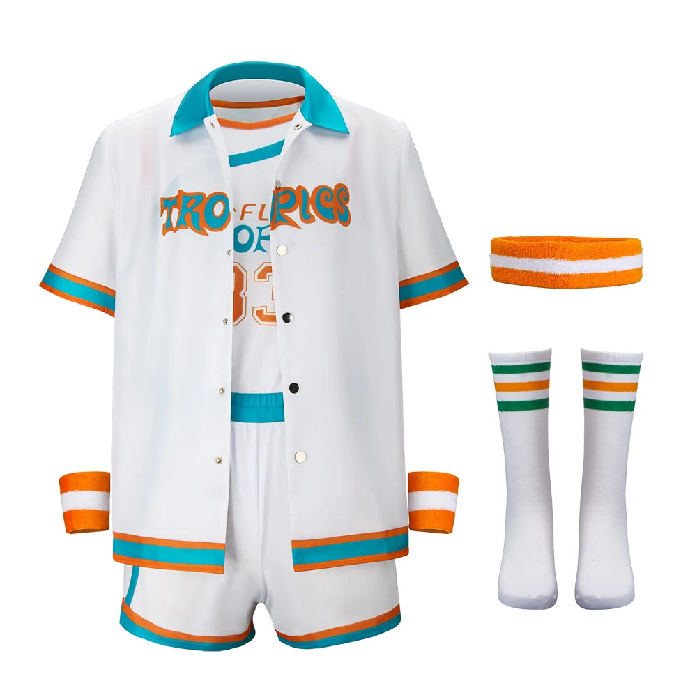 Semi Pro Jersey Jackie Moon Costume 33 Flint Tropics Shirt Shorts Socks Headband Wrist Brace Basketball Player Cosplay Outfits