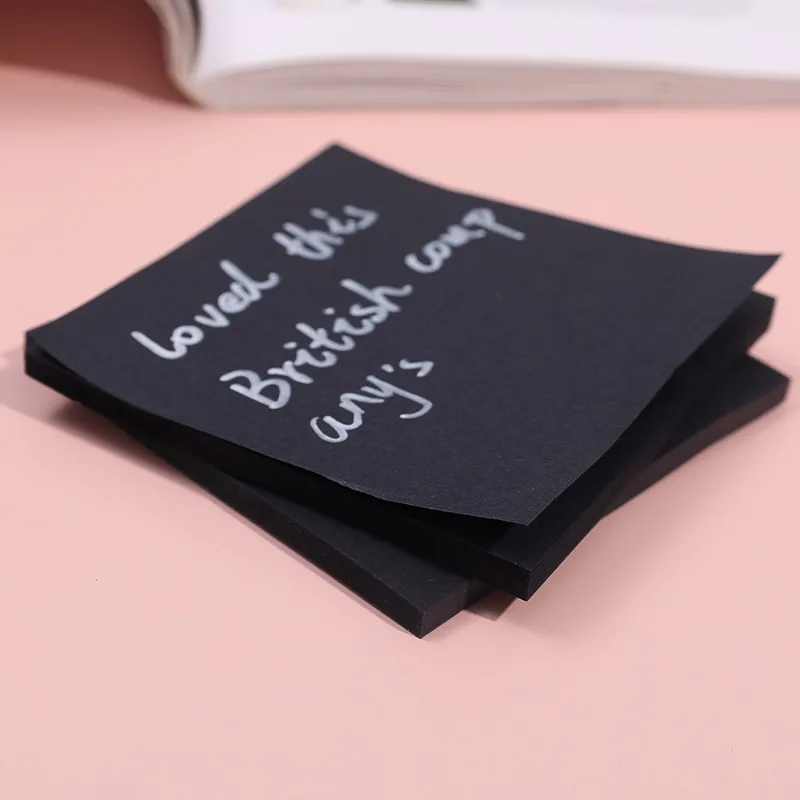 50 Sheets/Pack Creative Paper Black Sticky Notes Self Adhesive Memo Pad Posted It Notepad School Office Stationery Supplies