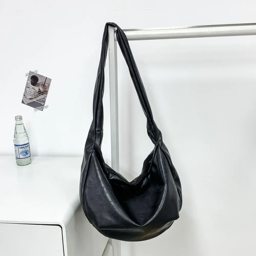 

Japanese Style PU Leather Shoulder Bag Multi-Functional Streetwear Male Dumpling Bag Lightweight Cool Casual Chest Pack Daily