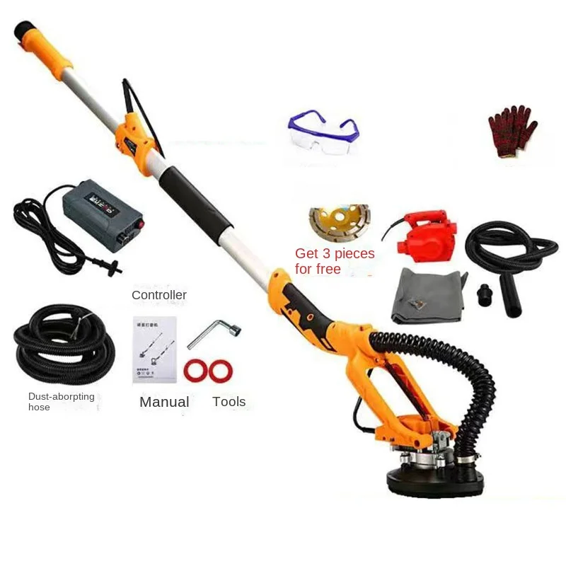 818003 Useful Brushless Wall Mill Rough Planer 1980W 2.2M Rod Self-Priming Dust Removal Grinding Polishing Machine