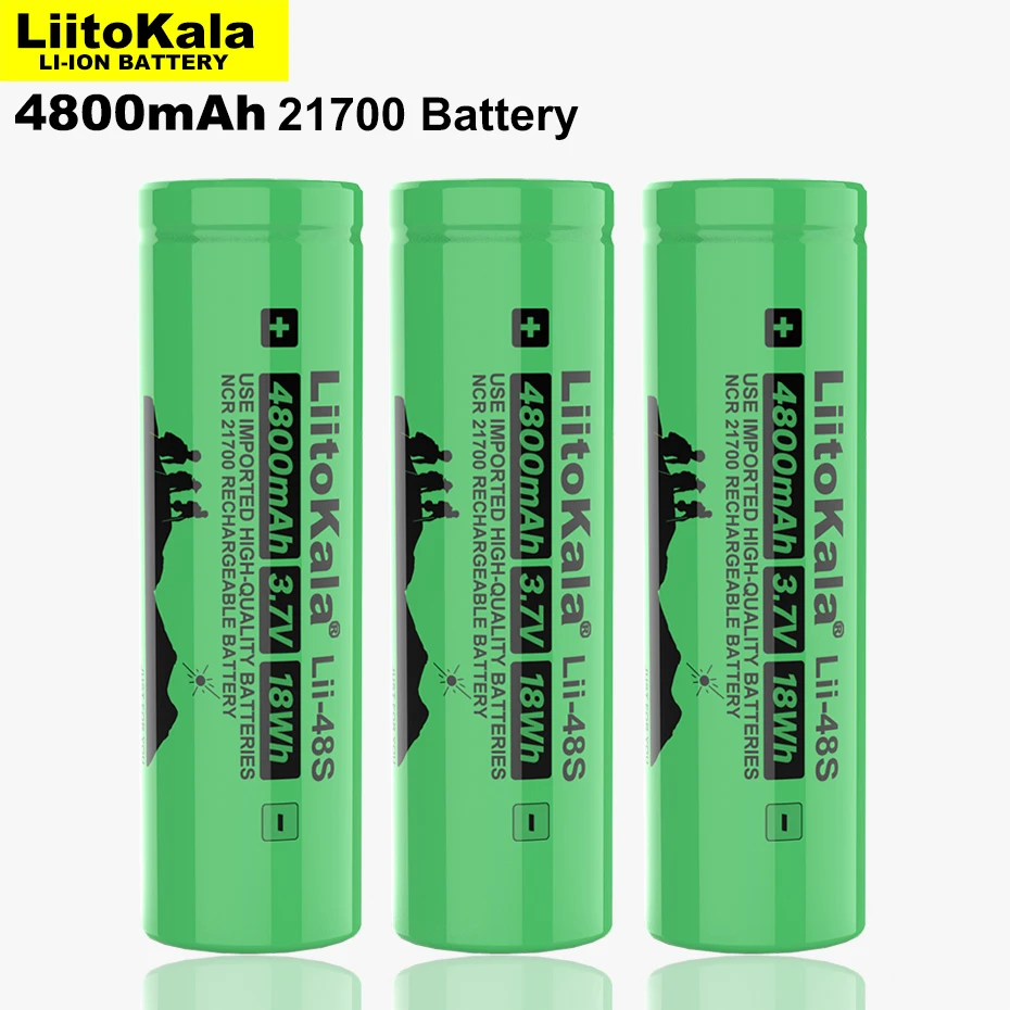 LiitoKala nowy Lii-48S 3,7 V 21700 4800 mAh akumulator litowo-jonowy 9,6 A moc 2C szybkość rozładowania trójskładowe baterie litowe