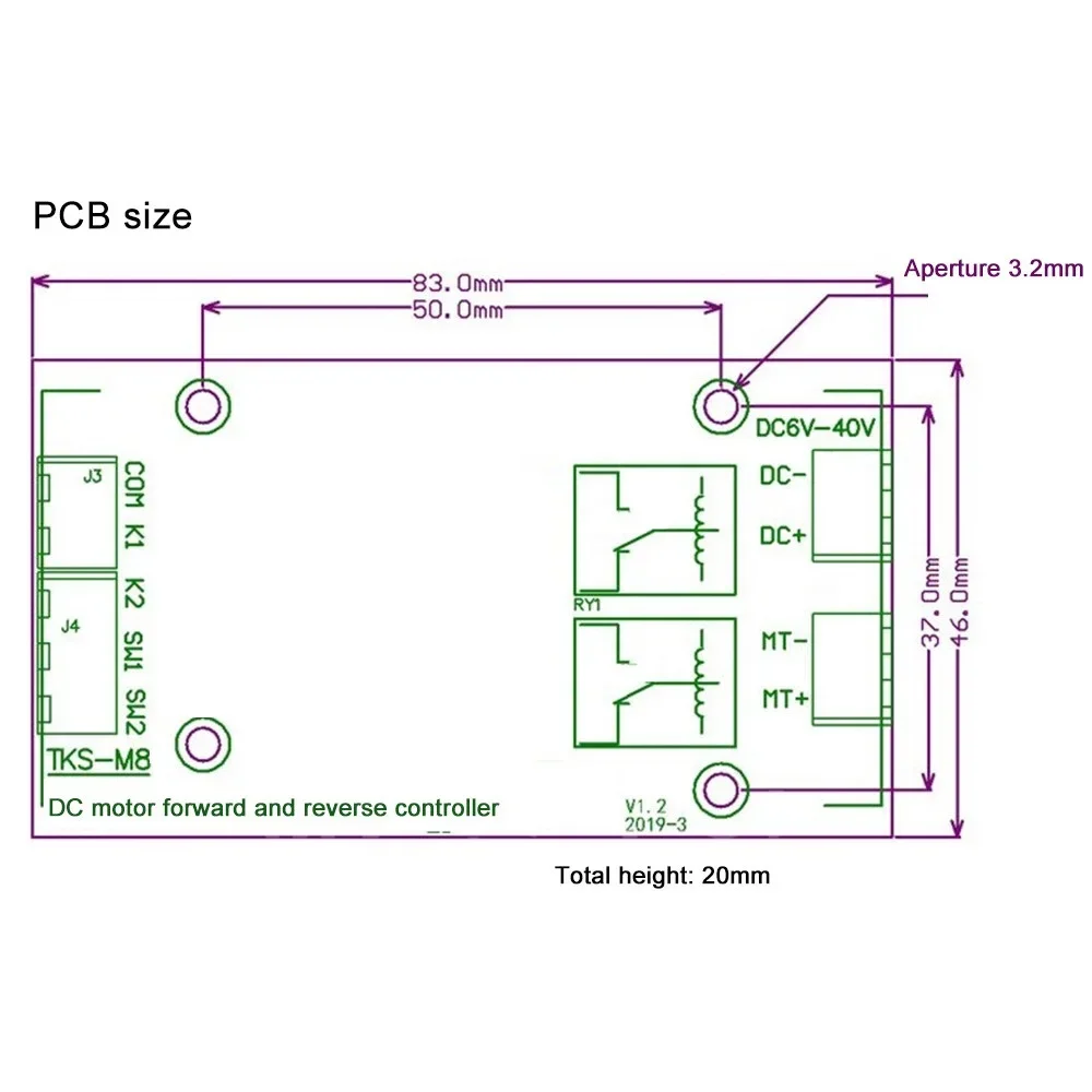 Placa de Control de elevación del controlador de alta corriente para arduino, controlador de avance y retroceso del Motor de CC 6V, 12V, 24V, 20A