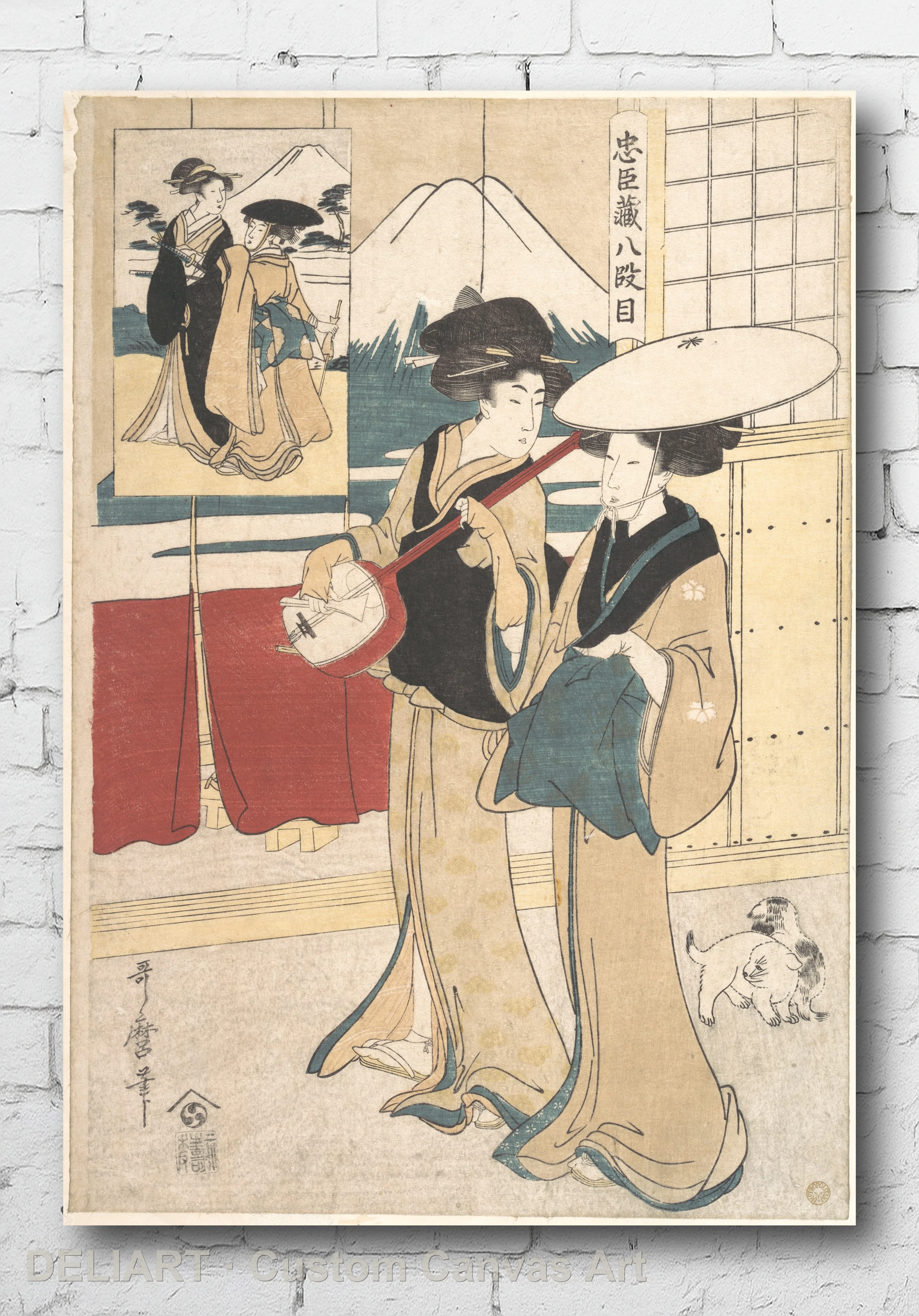 Póster vintage en lienzo con grabado en madera japonés de Bijin - Arte de pared de tamaño personalizado - Decoración para el hogar - Idea de regalo única para pasillo