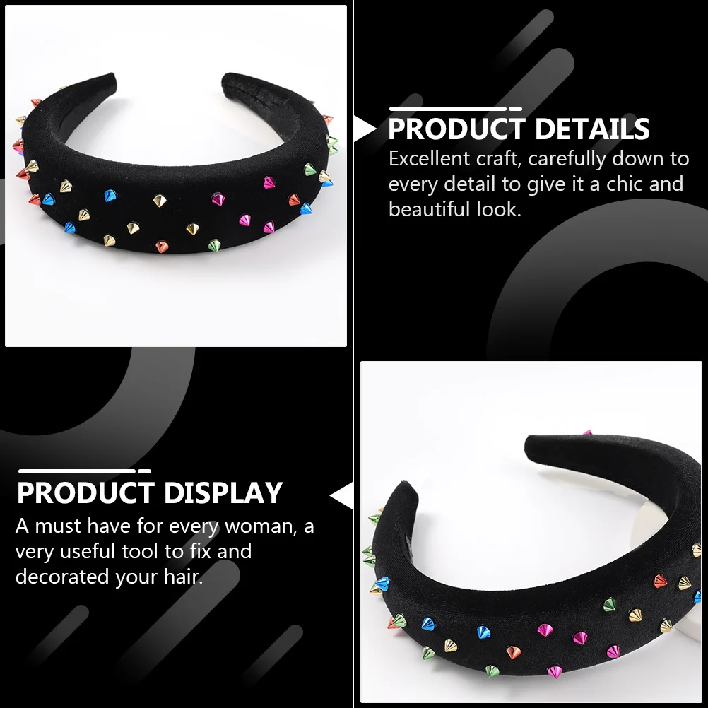 

Acrylic Rivet Wide Sponge Headband Hair Band for Women Girls Daily Party Wear Hold Firm on Wet Or Dry Hair Styling Accessory