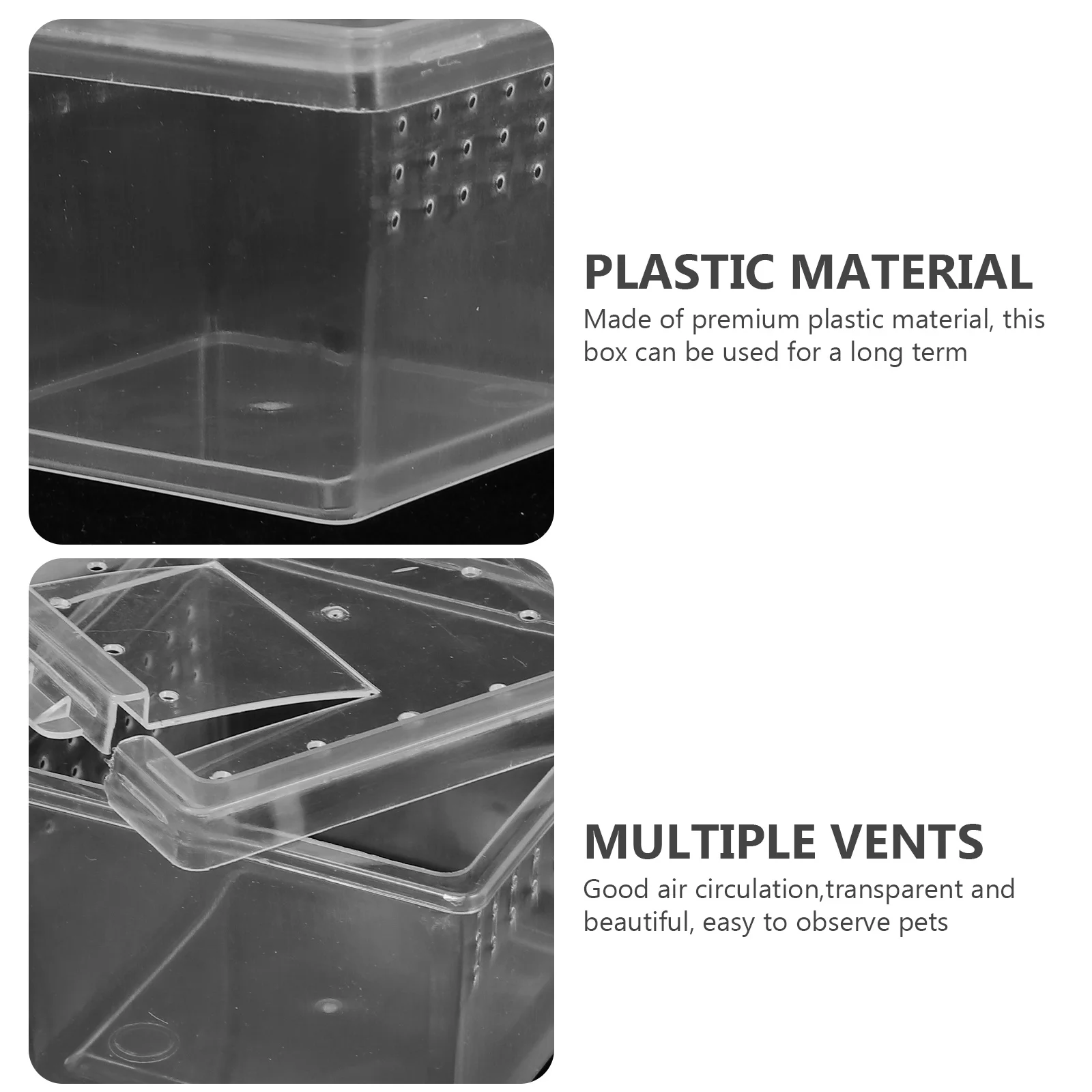 

Transparent Medium Reptile Breeding Box Plastic Feeding Container Lightweight Portable Anti-Escape Display Case