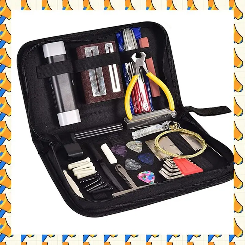 

ABYB 1 Set Guitar Tool Kit With Carry Bag Repair Tools String Action Ruler Luthier File Guitar Bridge Pins For Guitar Ukulele