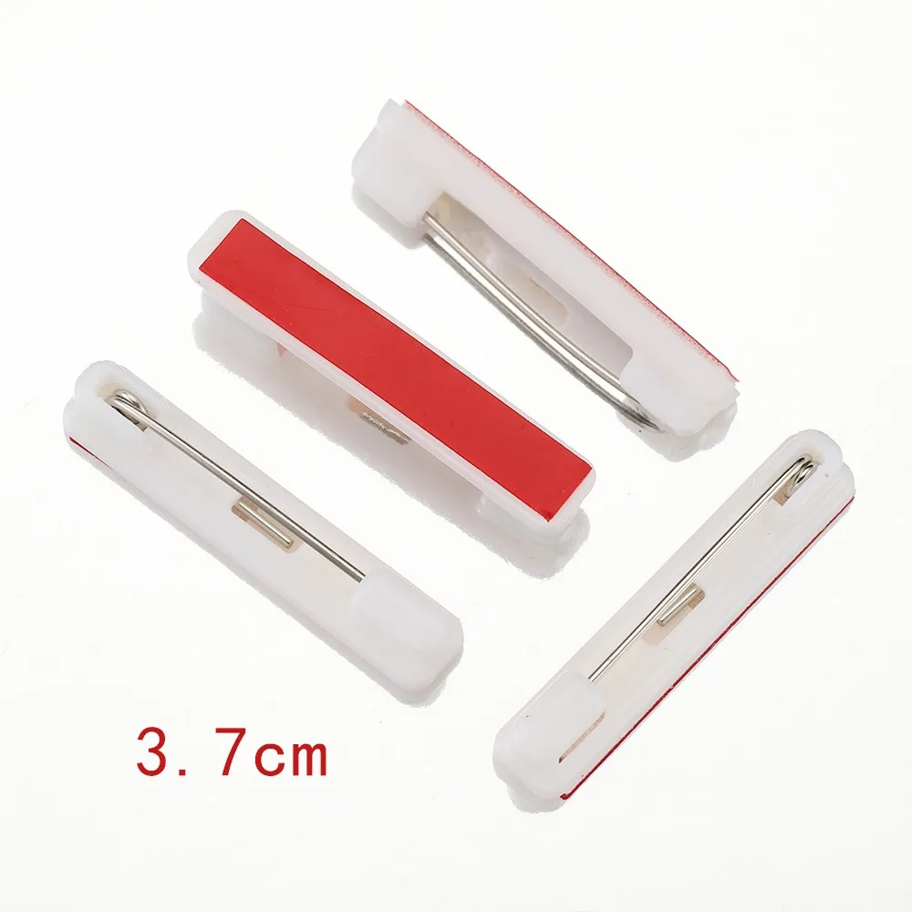 50Pcs Hard Plastic Plastic Brooch Pin Self Adhesive Back White DIY Badge Back Multi Length Sizes Pin Fastener Name Badge Fixing