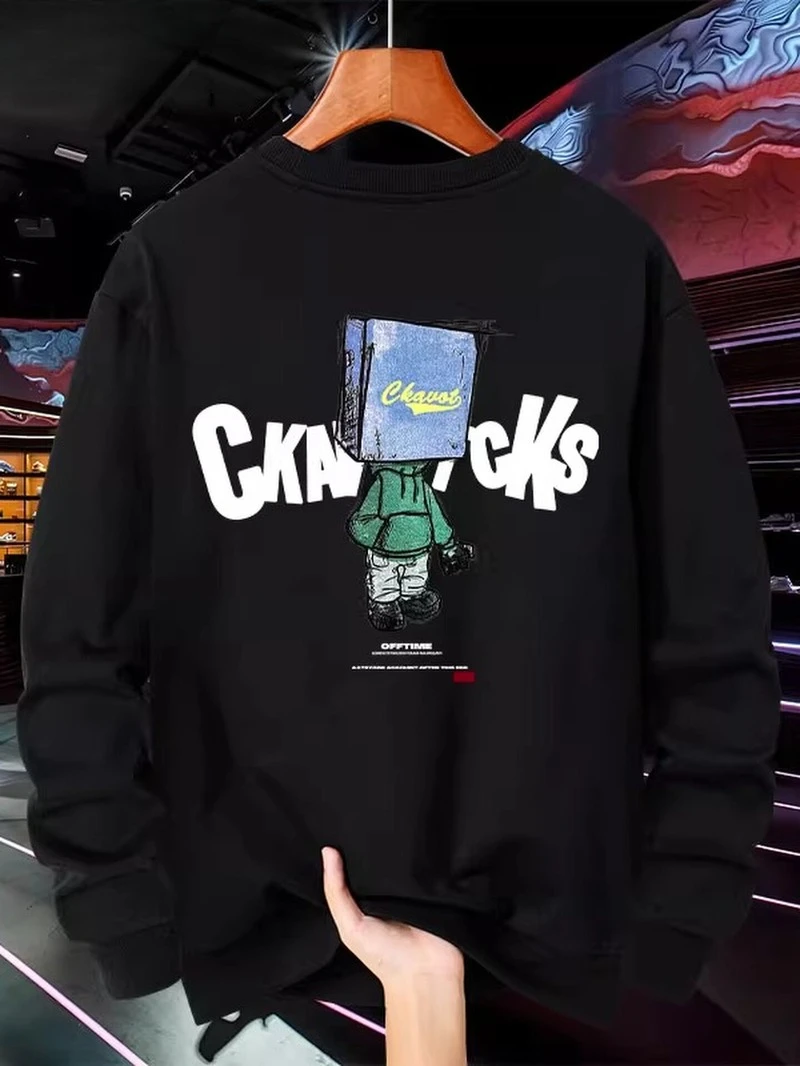 

Cute Cartoon Character Portraits 2025 Autumn and Winter Round-neck Hoodie High-end Luxury Is for Both Men and Women Top Y2k