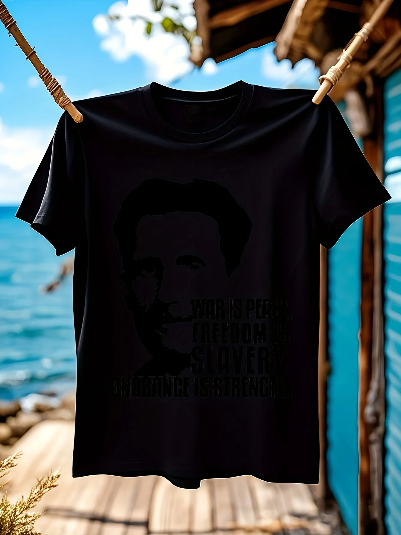 Новая футболка с принтом из чистого хлопка, мужская футболка Meganho Design George Orwell 1984 года, мужская футболка Yago, хлопковая футболка с круглым воротником и небом