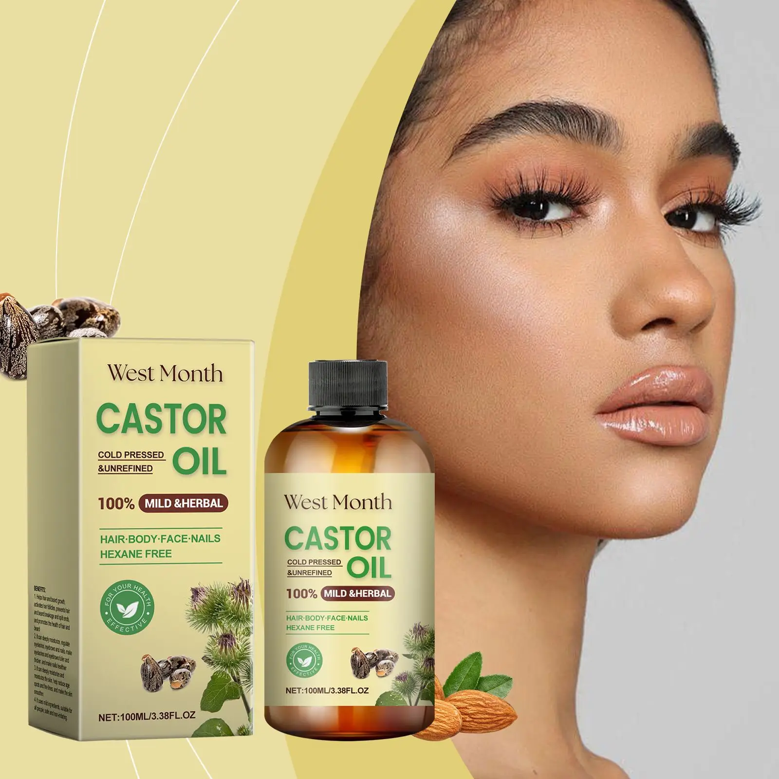 

West Month Castor Oil Elixir - Hair Density + Lash/Brow Booster, Nourishing Growth Therapy, Multi-Use Revival Serum​