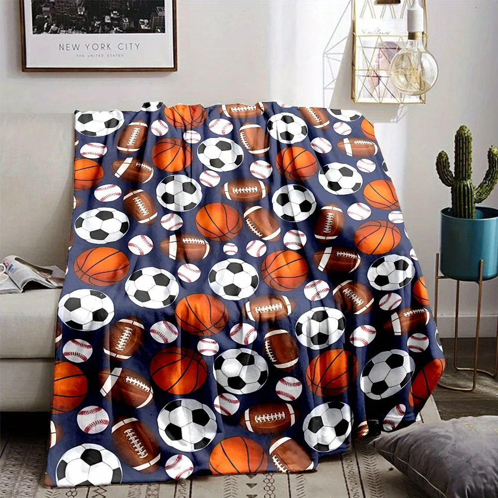 Multi Sport Blanket Throw for Game Day Fans Football Soccer Basketball Baseball Sports Fleece Cozy Decor Gift