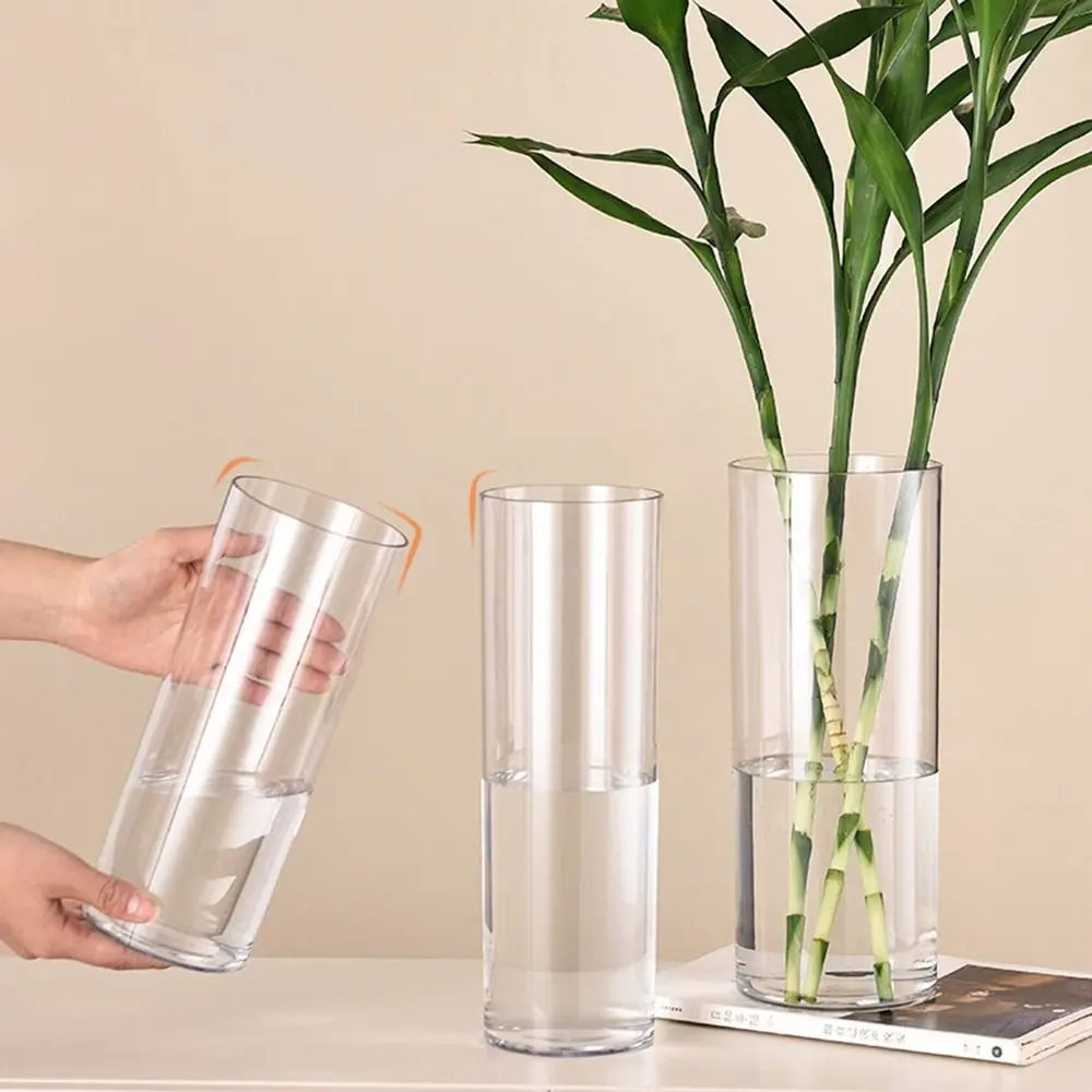 Hydroponic Plants Acrylic Cylinder Vase Shatterproof Fresh Flowers Transparent Flower Vase Durable Candles