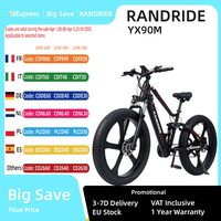 RANDRIDE YX90M Electric Bike 1000W Brushless Motor 48V13.6Ah Battery 26'' CST Fat Tire Adult E-bike 45km/h Max Speed Led light