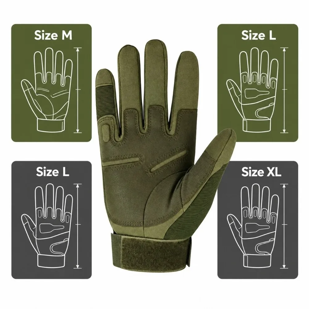 Durable Wear Resistant Full Finger Gloves Protective Anti Slip Cycling Gloves Hard Knuckle Outdoor Sports Gloves Hiking