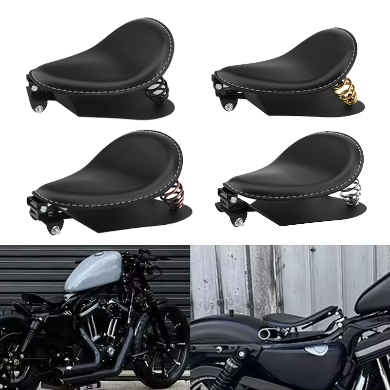 

For Harley Sportster For Honda For Yamaha For Bobber Classic Motorcycle Solo Seat With White Stitch Saddle Soft Comfortable