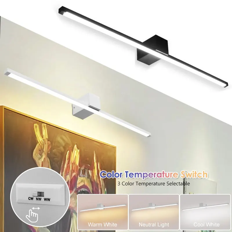 

Современные светодиодные светильники для картин с переключателем цветовой температуры 3CCT, AC85-265V, проводные настенные светодиодные лампы, светильники для ванной комнаты и прихожей