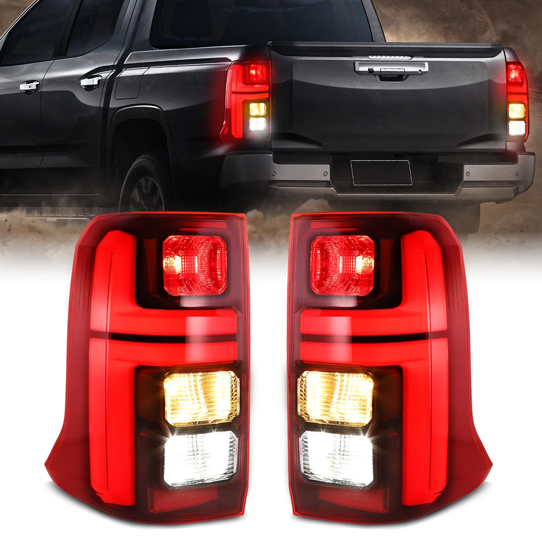 

For Mitsubishi Triton L200 2024 LED Tail Light Kit Red Lens Brake Reverse & Turn Signal Upgrade for Vehicle