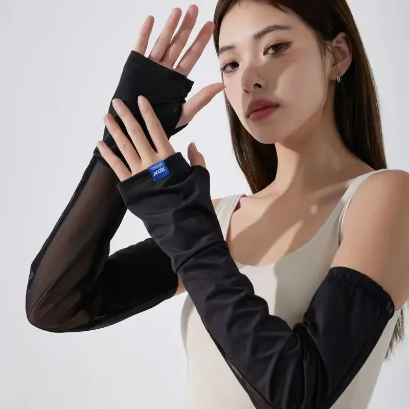 

Охлаждающие рукава из ледяного шелка, защита от ультрафиолета, солнцезащитные рукава, накладки на руки, велосипедные перчатки, тонкие длинные перчатки, летние