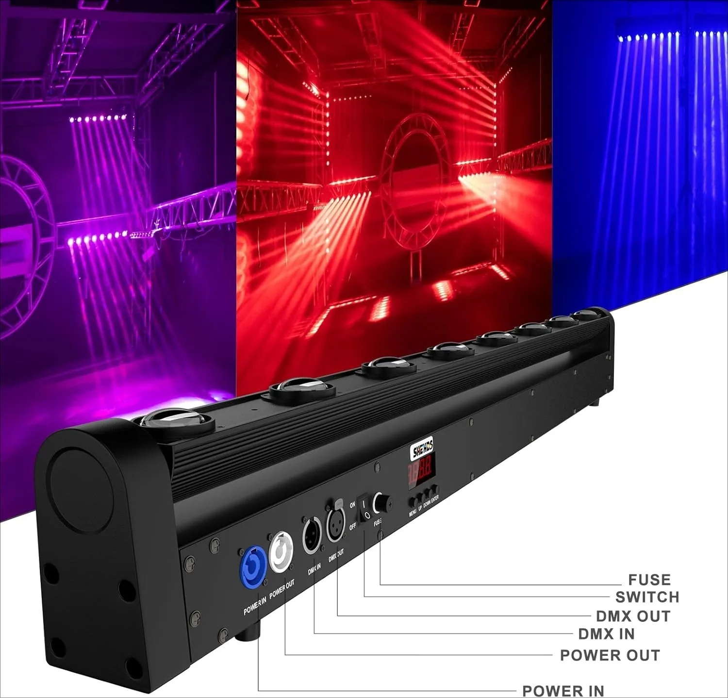 8x12W RGBW 4in1 LED Moving Head Light Bar with Beam Effect, 8° Lens, 180° Tilt, DMX Sound Control for Stage Wedding Disco view 3