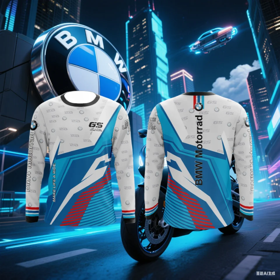 

Summer New Racing BMW T-shirt Men's Long-sleeved T-shirt BMW Print T-shirt Sweat-absorbing Breathable Quick-drying Moto T-shirt