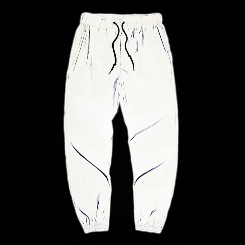 

Hip Hop Streetwear Reflective Pants Fashion Night Jogging Outdoors Male Elastic Waist Skateboard Trousers Sweatpants