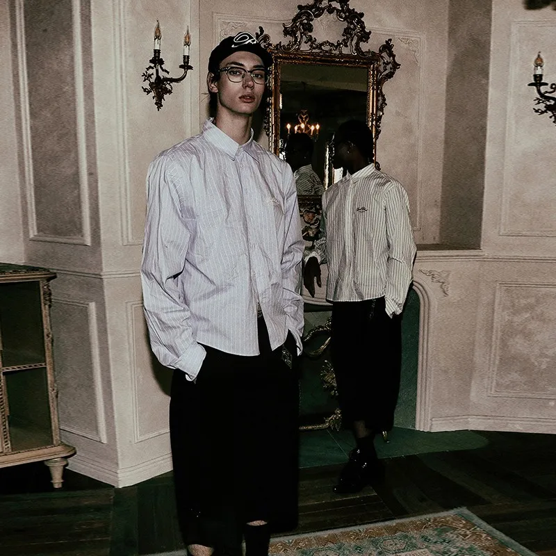 

American Retro Long Sleeve Striped Collar Loose Slimming Women's Shirt Spring Commute Style Comfortable Fit Top