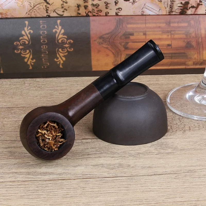 New Classic Straight Ebony Wood Solid Wooden Smoking Pipe Tobacco Pipe Tube Fit For 3mm Filters Smoking Accessories