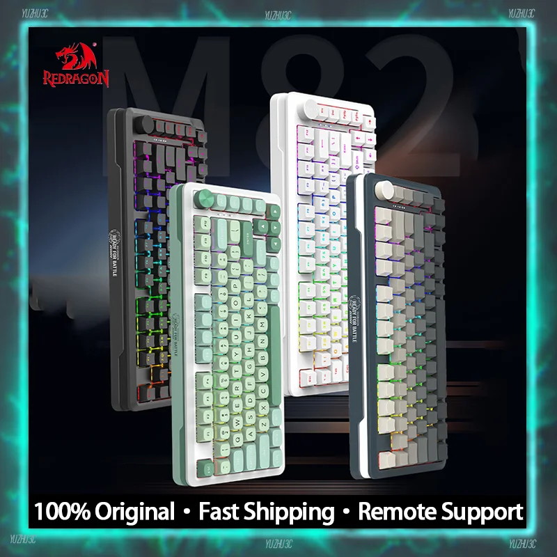 Redargon M82 Gaming Keyboard E-Sport Gateron Jade Pro Switch 0.01mmRT Accuracy 8K Polling Rate Customized Hot Swappable Kyeboard