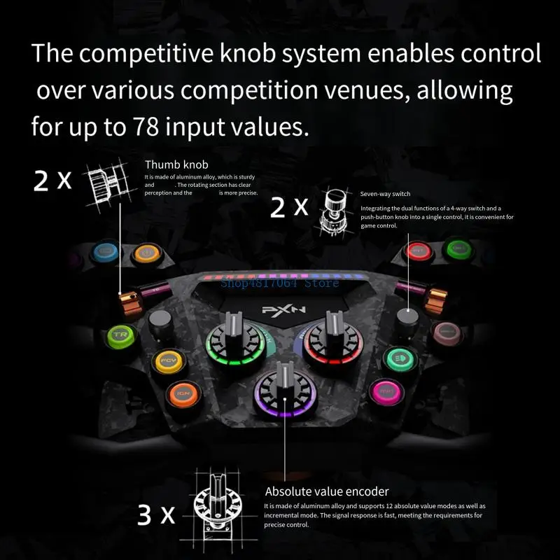 T3LB Upgrades Racing Game Wheel USB Type C Connectivity Lightweight Gaming Wheel High Performances Model Wheel for PC
